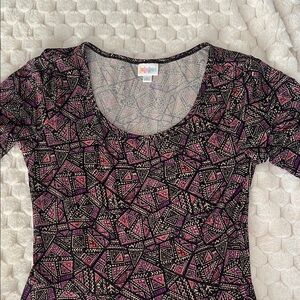 LuLaRoe Black and Pink Geometric Midi Dress